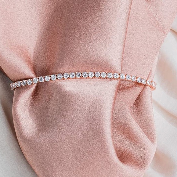 ✨14kt Rose gold plated tennis bracelet 6.5” NEW - Picture 7 of 8